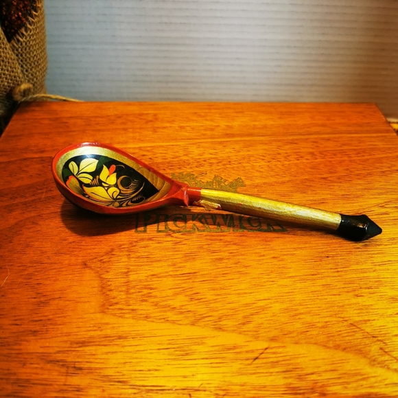 Khokhloma Vintage Wooden Decorative Spoon Made in USSR - Picture 5 of 16
